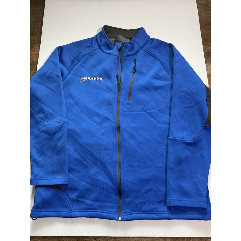 Menards official employee blue and gray full-zip softshell jacket Size XL